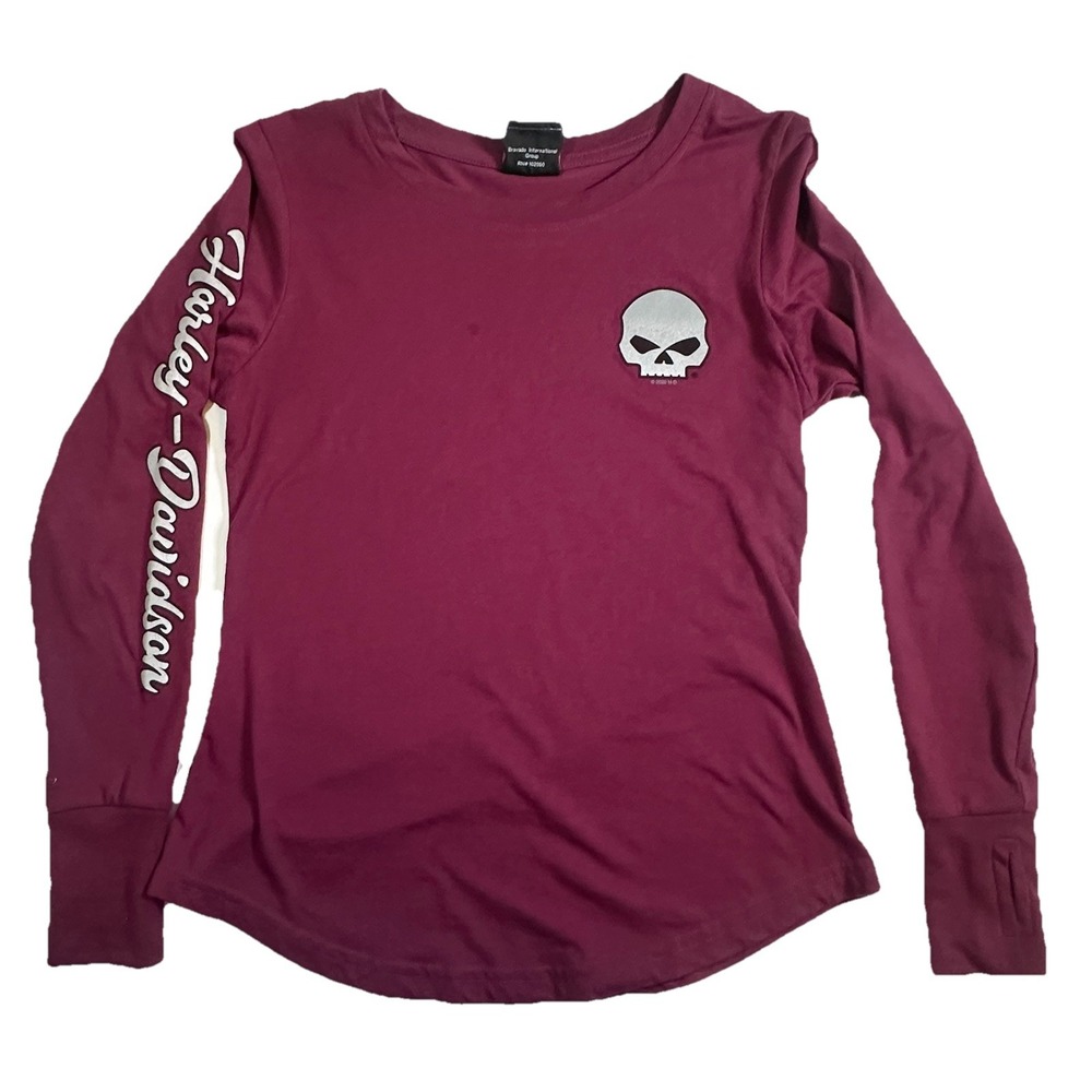 Harley Davidson Women's XS Purple Sturgis 2020 Willie G Skull Long Sleeve Shirt